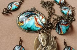 Komplet biżuterii - w barwach brązu i zieleni