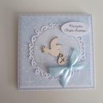 Kartka na Chrzest Święty gołabek błękitna - Kartka na Chrzest Święty gołabek błękitna