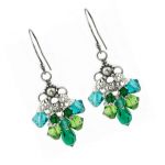 Kolczyki kaskada Swarovski i srebro 925 - Kolczyki zielona kaskada Swarovski i srebro 925 c