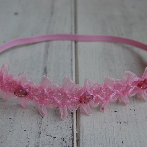 Opaska niemowlęca - Diadem w delikatnym różu