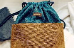 Niebiesko-miodowy plecak worek z kieszeniami