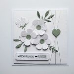 Elegancka kartka ślubna minimalistyczna  - Biało-szara kartka ślubna z kwiatami