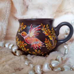 Ręcznie malowany koliber kubek baryłka 300 ml.