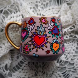 Ręcznie malowany kubek HEARTS