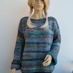 Melanżowy sweterek oversized - turkusowy melanż