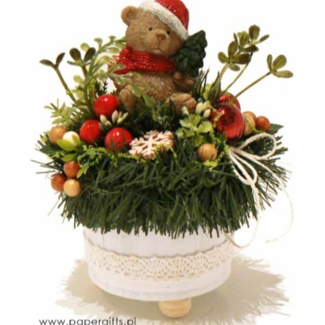 Stroik dekoracja Boże Narodzenie Miś z choinką