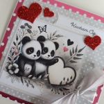 Kartka na Walentynki misie panda - Kartka na Walentynki misie panda