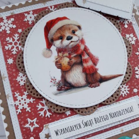 Kartka świąteczna z uroczą wyderką