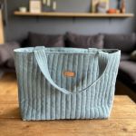 Zestaw prezentowy z lnu - niebieski - torba shopperka