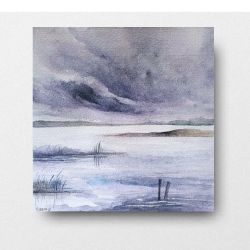 Pejzaż-akwarela formatu 20x20 cm 