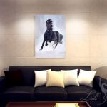 Obraz - Czarny koń - płótno - malowany - 