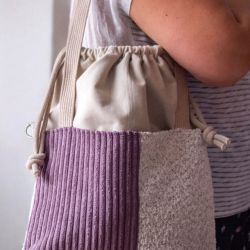 Torba z kominem do wózka ecru + pudrowy róż