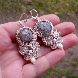 Kolczyki sutasz Beżowe z Jaspisem