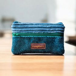 Turkusowo-zielony portfel z weluru