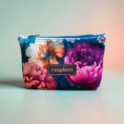 Etui na klucze z weluru w peonie – kwiatowe etui handmade I
