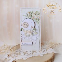 Kartka komunijna pamiątka "WhiteRoses5"GOTOWA