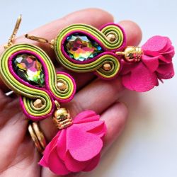 Hot Pink&Mustard kolczyki sutasz