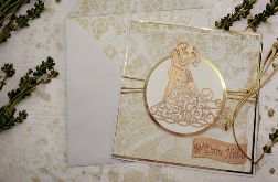 Kartka Ślubna złota z pasującą kopertą