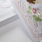 Kartka PAMIĄTKA CHRZTU z aniołkiem #5 /Z - Różowo-biała kartka na Chrzest w pudełku