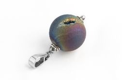 Wisior Agat druzy 15mm, srebro 925 oksydowane