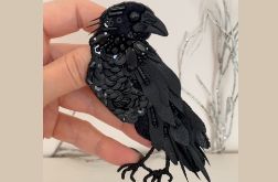 Broszka Czarny Kruk, biżuteria autorska