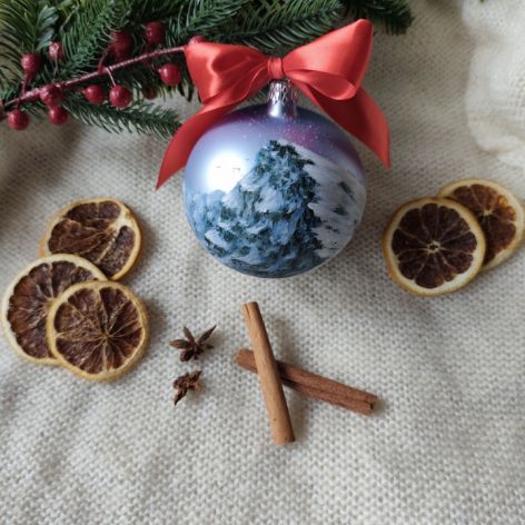 Ręcznie malowana bombka "zimowe Tatry" (9), 10 cm