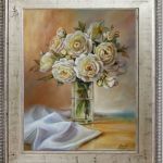 Róże w Wazonie, ręcznie malowany, olej - styl klasyczny