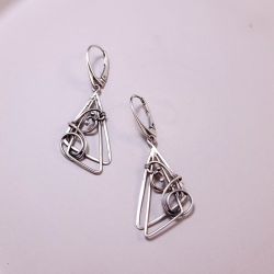 Triangulaire - Srebrne kolczyki minimalistyczne | Artystyczny wire wrapping