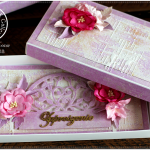 Zaproszenie na ślub w pudełku, eleganckie - Przepiekna tekturka  ozdobiona kwiatami