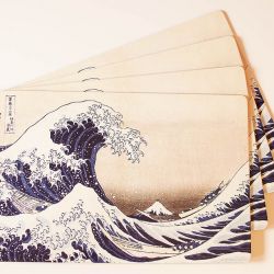 Zestaw 4 dużych podkładek korkowych Wielka fala, Hokusai