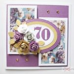 Kartka URODZINOWA fioletowo-beżowa #1 - Kartka na urodziny z różami