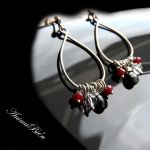 Kolczyki srebrne rubin spinel Swarovski - Czerwono - czarne
