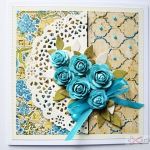 Kartka ROCZNICA ŚLUBU z niebieskimi różami - Kartka na rocznicę ślubu z różami
