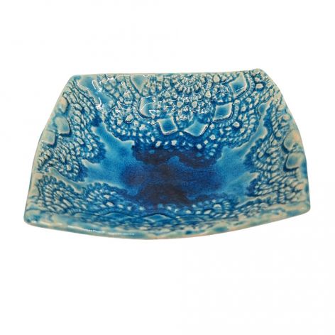 Ręcznie Robiona Miseczka Ceramiczna Turkusowa 13 cm Dekoracyjna