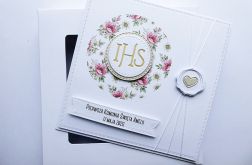 Subtelna ręcznie robiona kartka komunijna