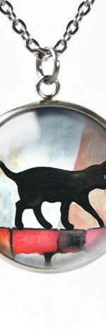Black cat naszyjnik z ilustracją