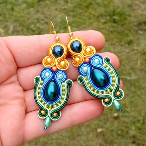 Kolczyki soutache Pawie Oko