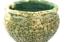 Doniczka Ceramiczna Handmade Zielony Pędzel