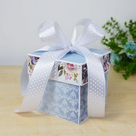 Niebieski i kwiaty - ślubny exploding box