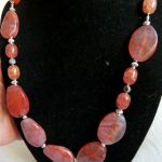 Agat pajęczy w odcieniach czerwieni, oryginalny naszyjnik - 