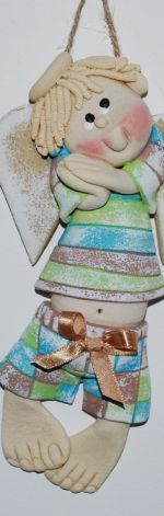 na imię mam Staś- aniołek z masy solnej, prezent, dekoracja