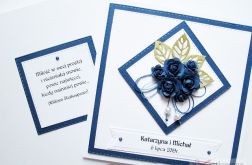 Kartka NA ŚLUB z granatowymi różami
