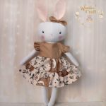 Króliczek Sara w sukience beż-brąz GOTOWY - 
