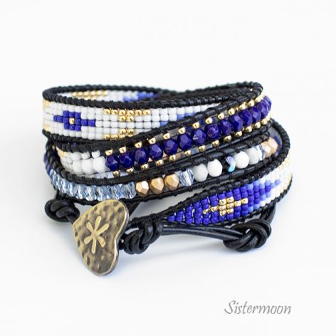 Bransoleta Boho Blue and Gold
