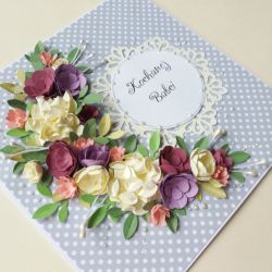 Ślubna kartka z bukietem kwiatów