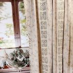 Zasłony gotowe lniane boho z frędzlami koronka dziergana panel 150/240cm - 