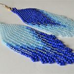 Kolczyki "indiańce" cieniowane - Kolczyki wiszące indiańce niebieskie