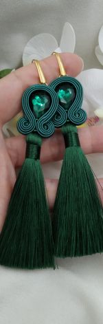 Soutache sutasz kolczyki zielone szmaragd