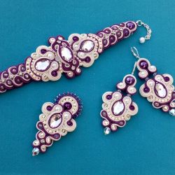 Komplet Ecru-Fioletowy & kryształy zamówienie dla Eli