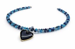 Naszyjnik Krótki Serce Kryształki Granatowe